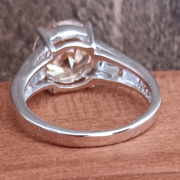 FAS 925 Silver Champagne Crystal Ring - Picture 3 of 12